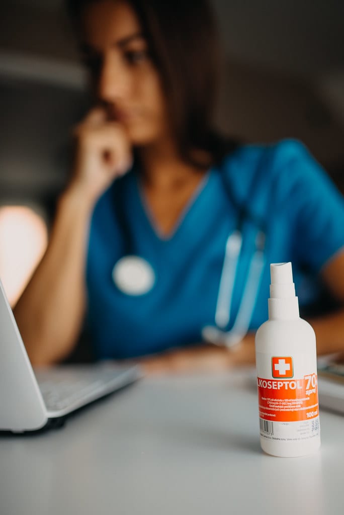 Virus and bacteria disinfection specialists treating a facility